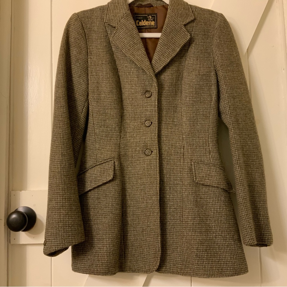 Caldeen  English Women's Wool Tweed  Houndstooth  Blazer women’s Small
